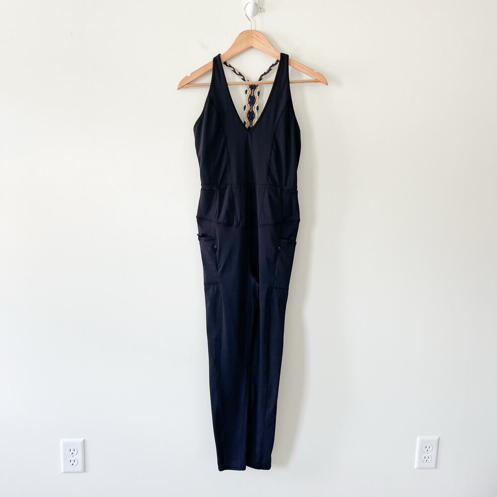 Free People Movement NWT Black Activewear Braided One Piece Jumpsuit, Size Small